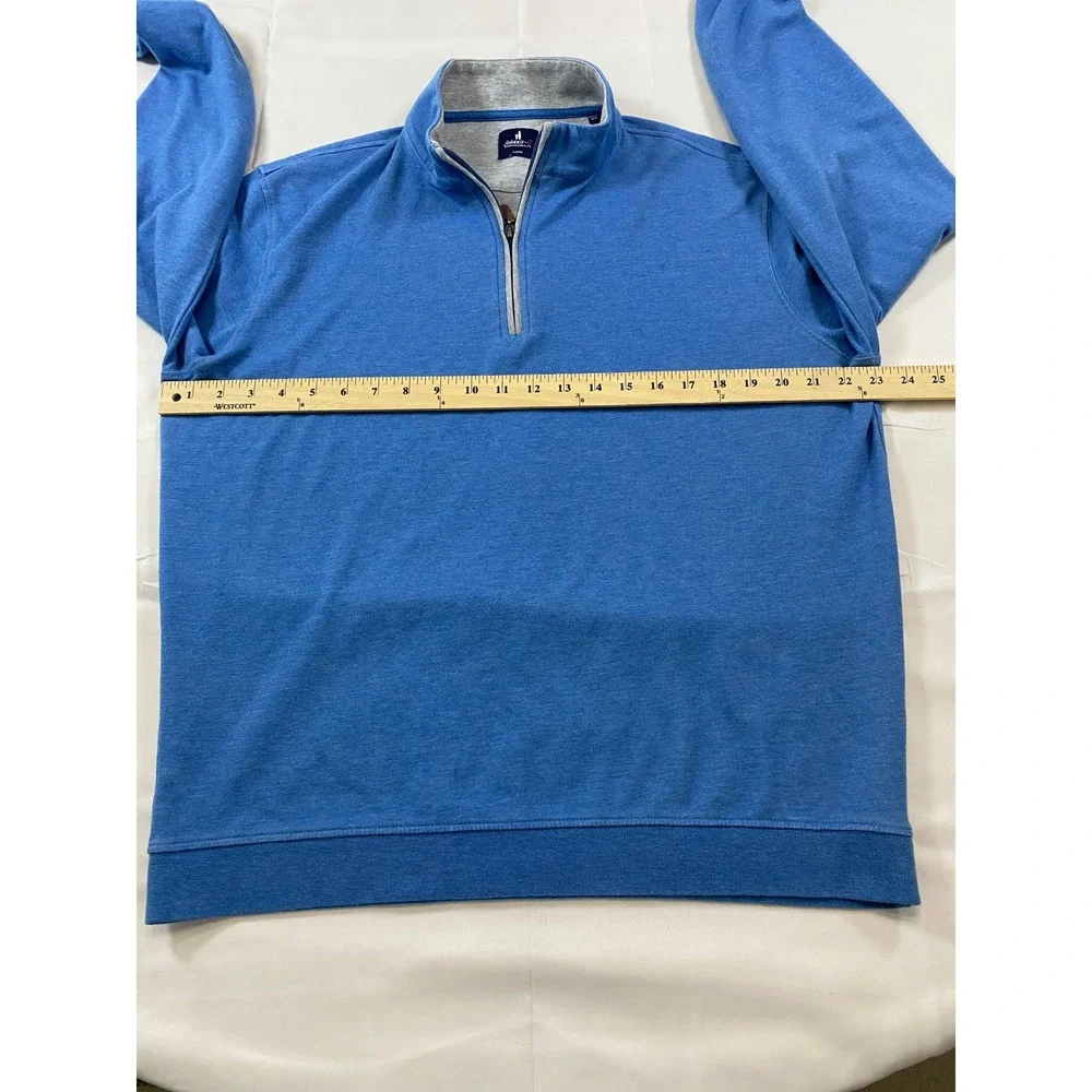 Johnnie-O Mens‎ Large Blue Heathered Cotton Modal Quarter Zip Pullover Sweater